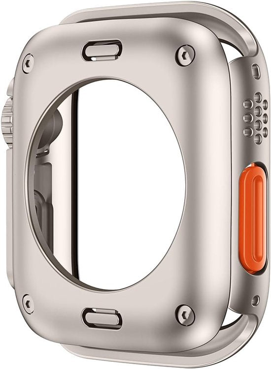 Bumper Case Geschikt voor Apple Watch Series 7 / 8 / 9 - 45mm - Full Cover Hard Case / Beschermend Hoesje Met Screenprotector - Zilver