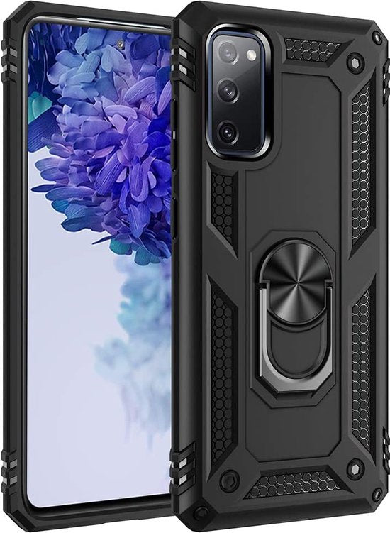 Samsung Galaxy S20 FE Hoesjes – Ring Armor Backcover – 360° Draaibare Standaard – Magneet – Zwart-Ilumina Benelux