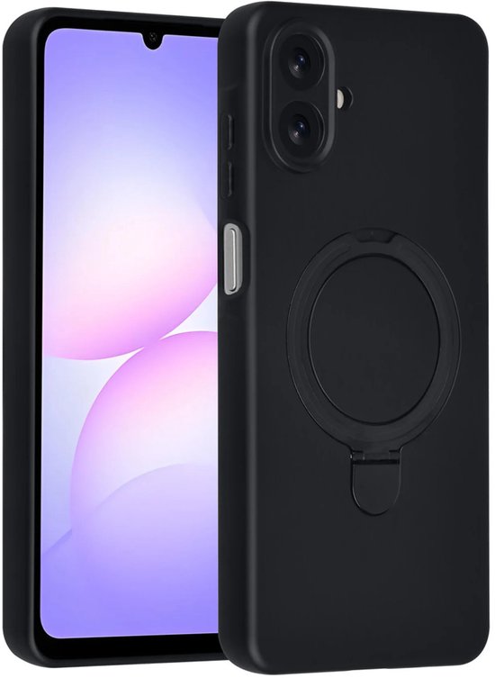 Samsung Galaxy A07 Hoesjes – Siliconen Backcover – Schokbestendig – Ringstandaard – Zwart-Ilumina Benelux
