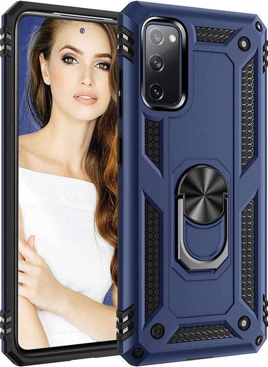 Samsung Galaxy S20 Hoesjes – Anti-Shock Hybride Ring Armor Backcover – Schokbestendig – Blauw-Ilumina Benelux
