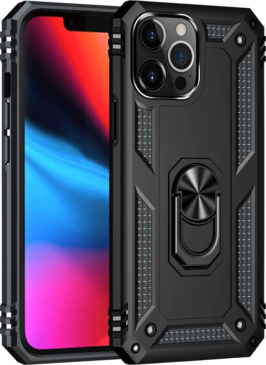 iPhone 14 Pro Max Hoesjes – Backcover met Ring Kickstand – 360° Draaibaar – Magneet – Roségoud-Ilumina Benelux