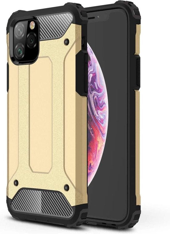 iPhone 11 Pro Max Hoesjes – Hybrid Armor Backcover – Heavy Duty – Schokbestendig – Goud-Ilumina Benelux