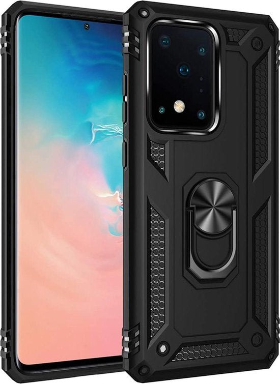 Samsung Galaxy S20 Ultra Hoesjes – Rugged Ring Armor Backcover – Schokbestendig – Zwart-Ilumina Benelux