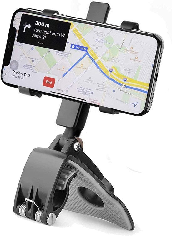 Telefoonhouder auto – Dashboardhouder met veerclip – 360° draaibaar – Voor 4-7 inch smartphones – Zwart-Ilumina Benelux