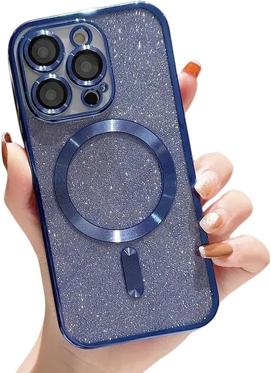 iPhone 12 Pro Max Hoesjes – MagSafe Compatibel – Glitter Sequin Design – Zachte TPU Backcover – Blauw-Ilumina Benelux