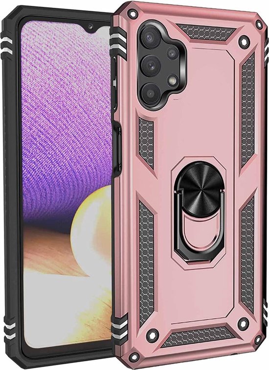 Samsung Galaxy A32 5G Hoesjes – Hybride Backcover met Ringhouder – Schokbestendig Armor – Roségoud-Ilumina Benelux