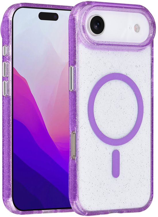 iPhone Air Hoesjes – MagSafe Backcover – Glitter Design – Krasbestendig – Paars-Ilumina Benelux