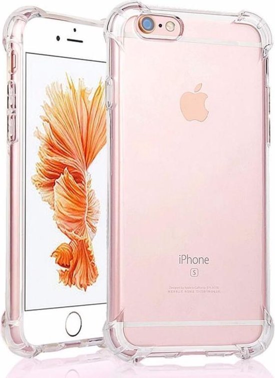 iPhone 6/6S Hoesjes – Siliconen Backcover – Schokbestendig Bumper – Transparant + Gehard Glas Screenprotector-Ilumina Benelux