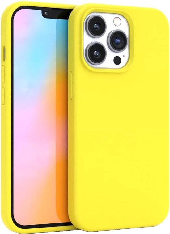 iPhone 14 Pro Hoesjes – Soft Silicone Backcover – Flexibele TPU Cover – Schokbestendig – Geel-Ilumina Benelux