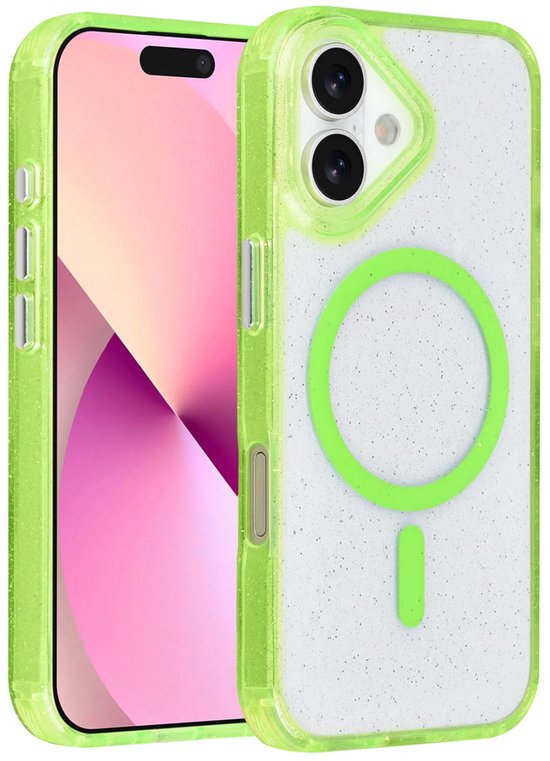 iPhone 17 Hoesjes – MagSafe Compatibel Backcover – Glitter Design – Krasbestendig – Groen-Ilumina Benelux