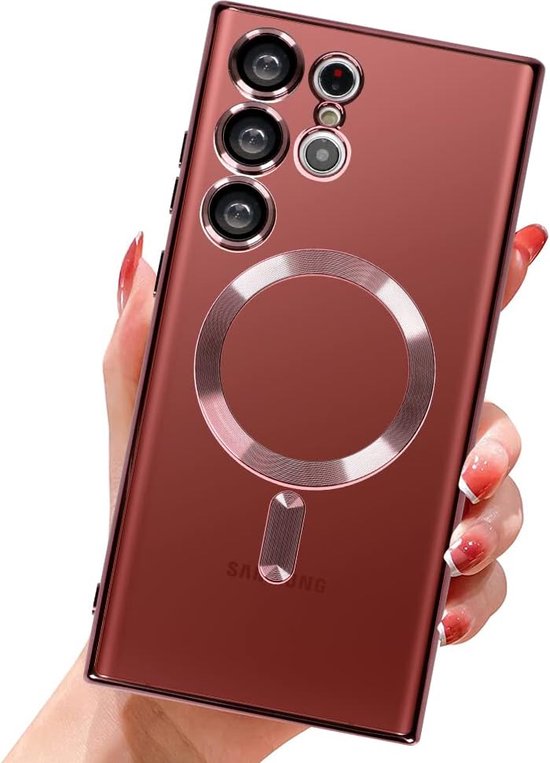 Samsung Galaxy S23 Plus Hoesjes – Magnetische MagSafe Backcover – TPU – Camerabescherming – Rood-Ilumina Benelux