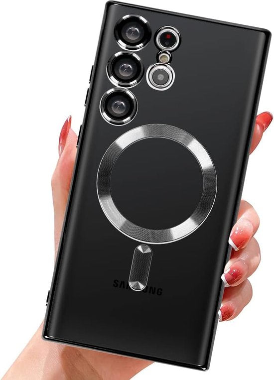 Samsung Galaxy S23 Ultra Hoesjes – Magnetische MagSafe Backcover – TPU – Camerabescherming – Zwart-Ilumina Benelux