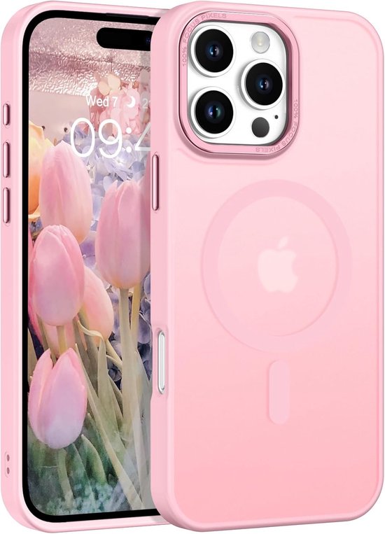 iPhone 15 Pro Max Hoesjes – Matte Backcover MagSafe Compatibel – Schokbestendig – Roze-Ilumina Benelux