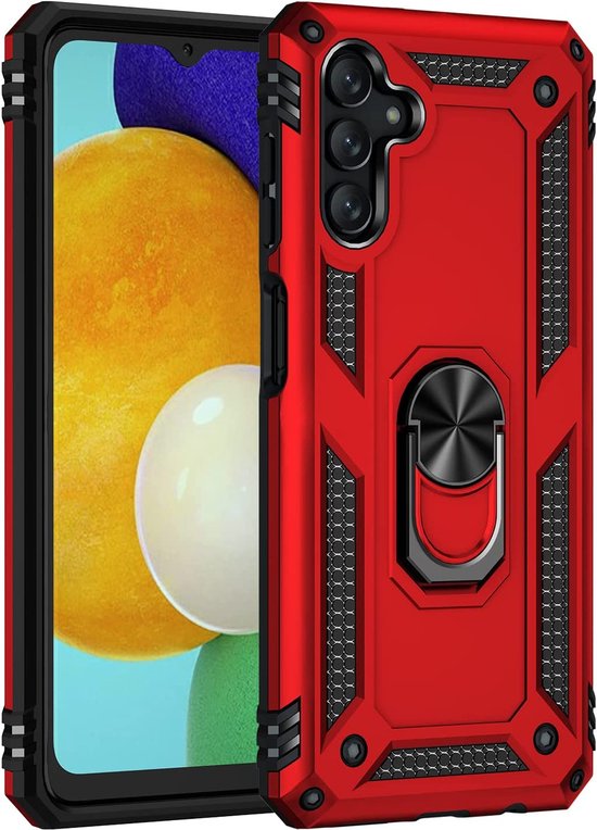 Samsung Galaxy A13 5G Hoesjes – Hybride Ring Armor Backcover – Schokbestendig – Rood-Ilumina Benelux