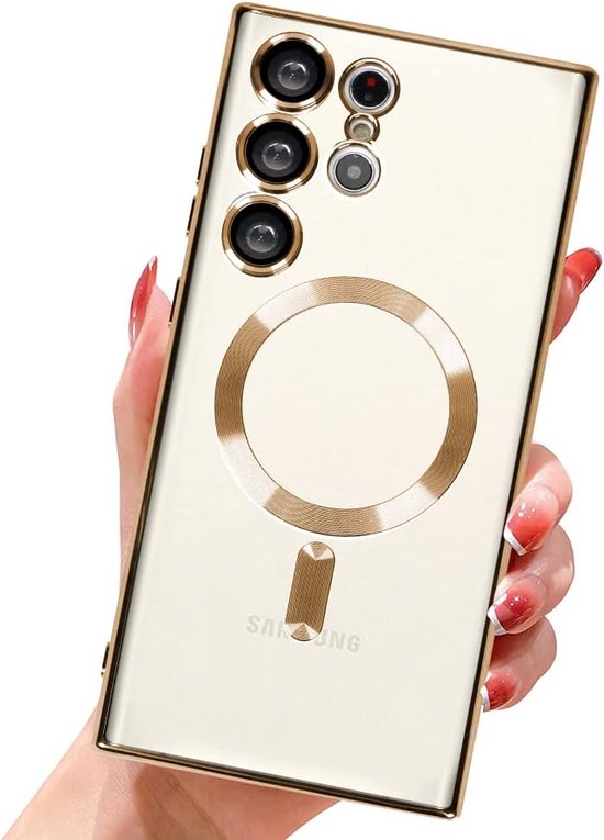 Samsung Galaxy S23 Ultra Hoesjes – Magnetische MagSafe Backcover – TPU – Camerabescherming – Goud-Ilumina Benelux