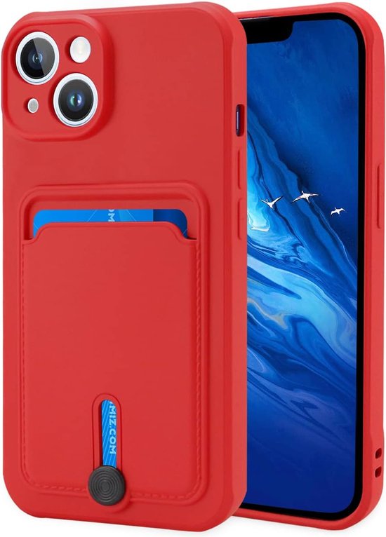 iPhone 12 Pro Hoesjes – Siliconen Backcover – Push-Pull Pasjeshouder – Rood-Ilumina Benelux