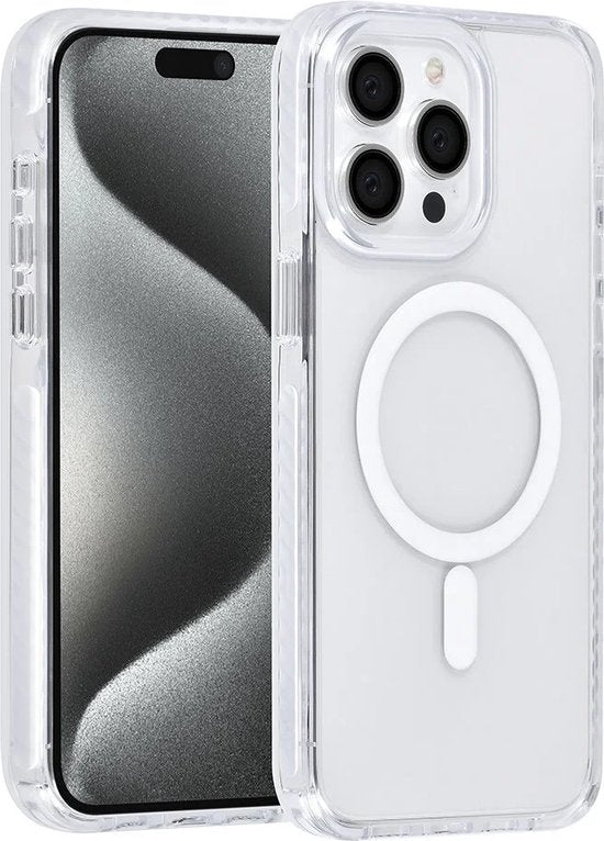iPhone 15 Pro Hoesjes – MagSafe Backcover – Hoes met Koord – Wit-Ilumina Benelux