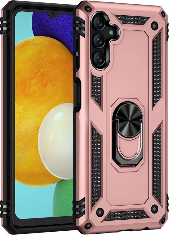 Samsung Galaxy A25 Hoesjes – Anti-Shock Hybride Ring Armor Backcover – Schokbestendig – Roségoud