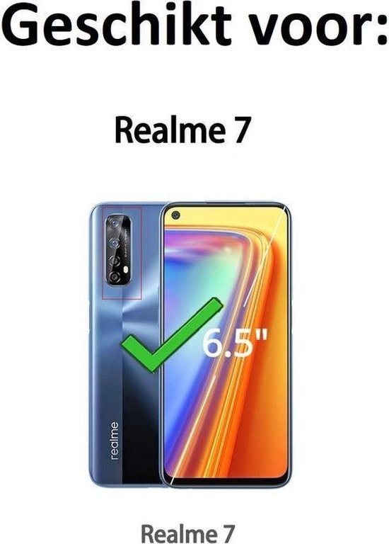 Realme 7 Hoesjes – Portemonnee Book Case – Pasjeshouder – Magneetsluiting – Zwart-Ilumina Benelux