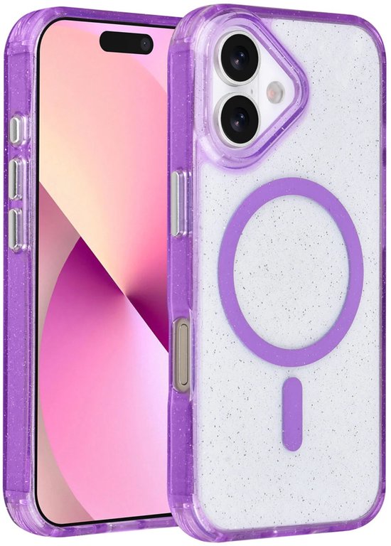 iPhone 17 Hoesjes – MagSafe Compatibel Backcover – Glitter Design – Krasbestendig – Paars-Ilumina Benelux