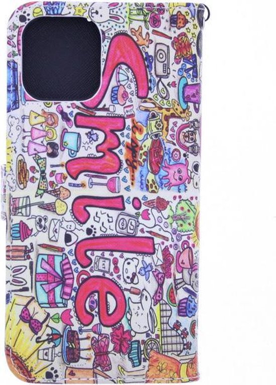 Xiaomi Mi 11 Hoesjes – Bookcase – Smile Graffiti Print – Inclusief 2x Screenprotector-Ilumina Benelux