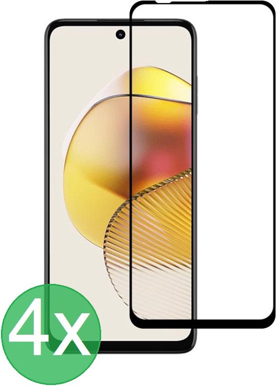 Full Cover Screenprotector - Geschikt voor Motorola Moto G73 - 9H Glas (4-Pack)