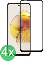 Full Cover Screenprotector - Geschikt voor Motorola Moto G73 - 9H Glas (4-Pack)