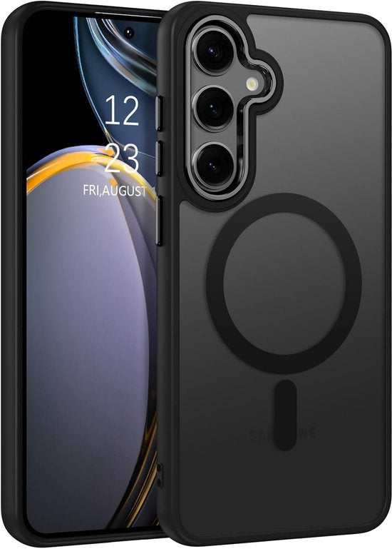 Matte magnetische hoes Geschikt voor: Samsung Galaxy S24 - Compatibel met MagSafe - Matte achterkant - Zwart
