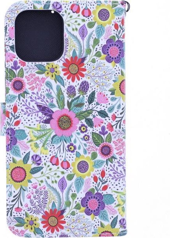 Motorola Moto G9 Power Hoesjes – Bookcase – Bloemen Print – Met 2x Screenprotector – Zwart-Ilumina Benelux