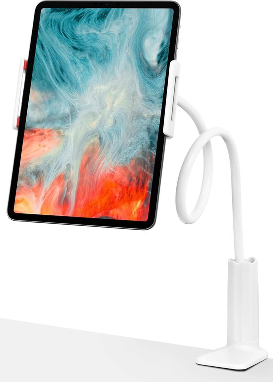 Tablethouder bureau – Universele Telefoonhouder – 360° Draaibare arm – Klembevestiging – Wit-Tablethouder-Ilumina Benelux