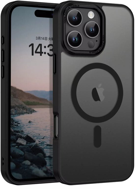 iPhone 15 Pro Max Hoesjes – Matte Backcover MagSafe Compatibel – Schokbestendig – Zwart-Ilumina Benelux