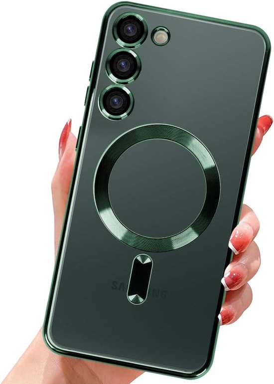 DMP Magnetisch telefoonhoesje geschikt voor Samsung Galaxy S23 - Geschikt voor MagSafe - TPU - Camerabescherming - Groen