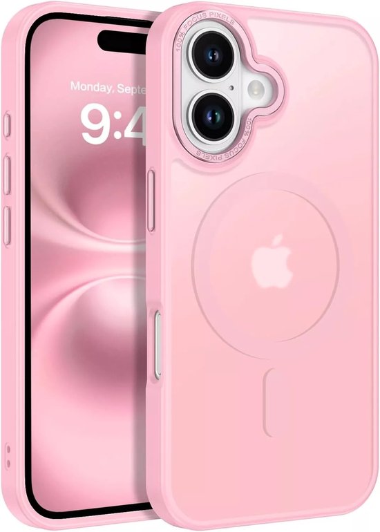 iPhone 16 Plus Hoesjes – Matte Backcover – MagSafe Compatibel – Schokbestendig – Roze-Ilumina Benelux