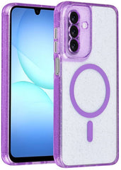 Samsung Galaxy A17 5G & A26 Hoesjes – MagSafe Compatibel Backcover – Transparant Glitter – Krasbestendig – Paars