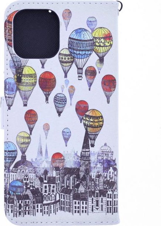 Oppo Reno4 Z Hoesjes – Bookcase Portemonnee Hoes – Magneetsluiting – Print Air Balloon – Multicolor-Ilumina Benelux