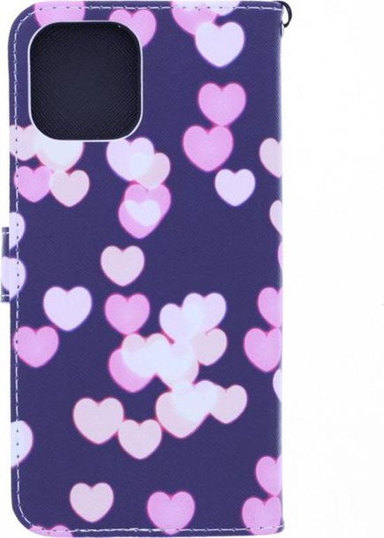 Oppo Reno4 Z Hoesjes – Bookcase – Hartjes Print – Inclusief 2x Screenprotector – Zwart-Ilumina Benelux