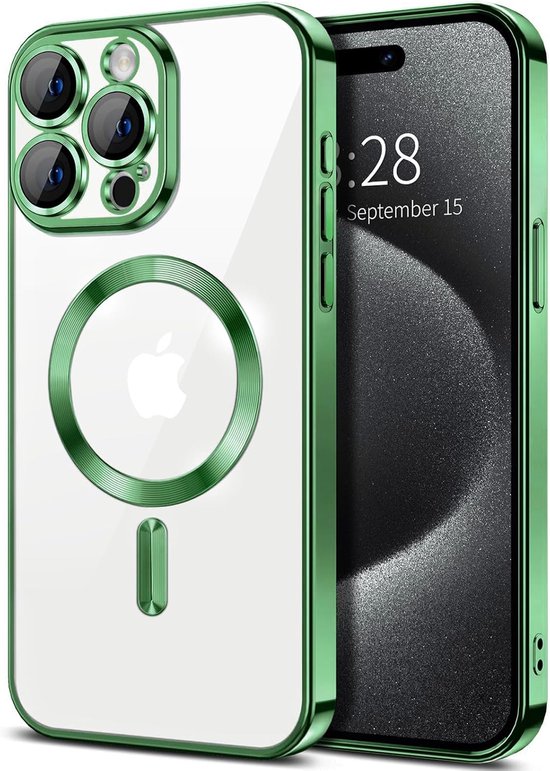 iPhone 15 Pro Max Hoesjes – Backcover – Camera Lens Protector – MagSafe compatibel – Groen-Ilumina Benelux