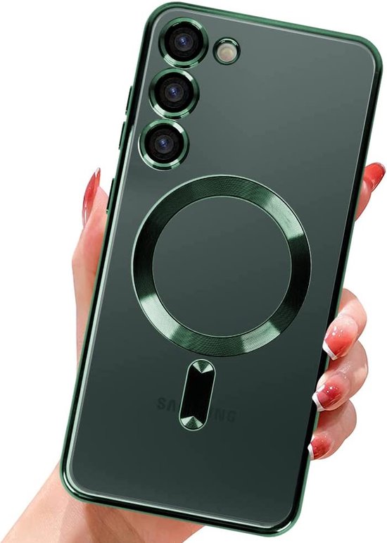 Samsung Galaxy S23 Plus Hoesjes – Magnetische MagSafe Backcover – TPU – Camerabescherming – Groen-Ilumina Benelux