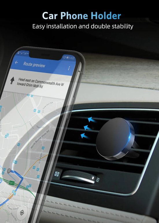 Telefoonhouder auto – Magnetisch voor ventilatierooster – Compact – Universeel – Zwart-Telefoonhouders-Ilumina Benelux