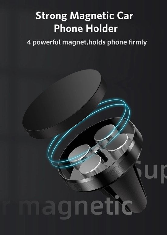 Telefoonhouder auto – Magnetisch voor ventilatierooster – Compact – Universeel – Zwart-Telefoonhouders-Ilumina Benelux
