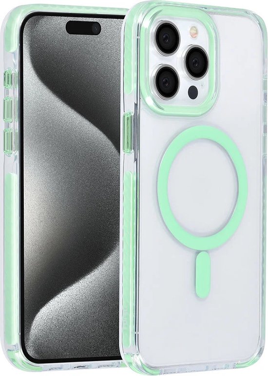 iPhone 15 Pro Hoesjes – MagSafe Backcover – Hoes met Koord – Groen-Ilumina Benelux