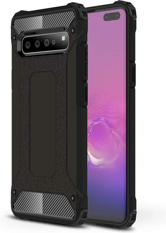 Samsung Galaxy S10 Hoesjes – Armor Hybrid Backcover – Schokbestendig – Zwart-Ilumina Benelux