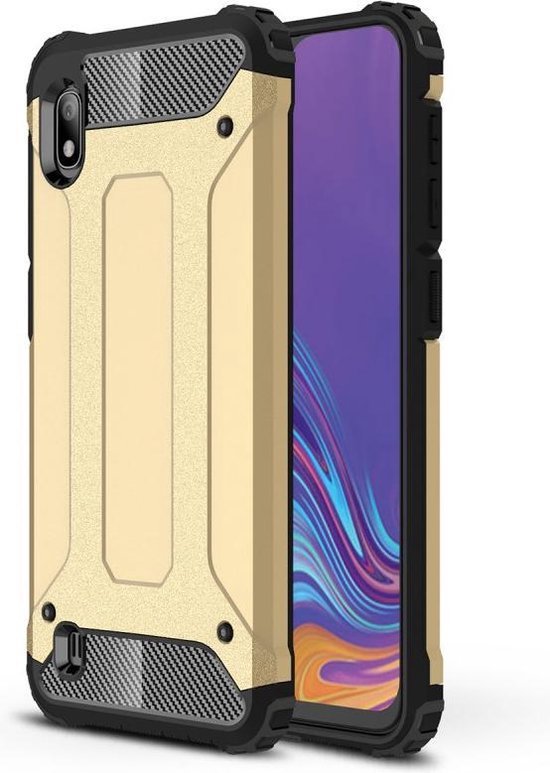 Schokbestendig Heavy Duty Armor Hoesje Geschikt voor: Samsung Galaxy A20E Back Cover - Goud