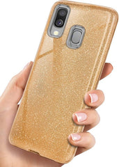 Samsung Galaxy A40 Hoesjes – Siliconen TPU Backcover – Glitter BlingBling – Schokbestendig – Goud