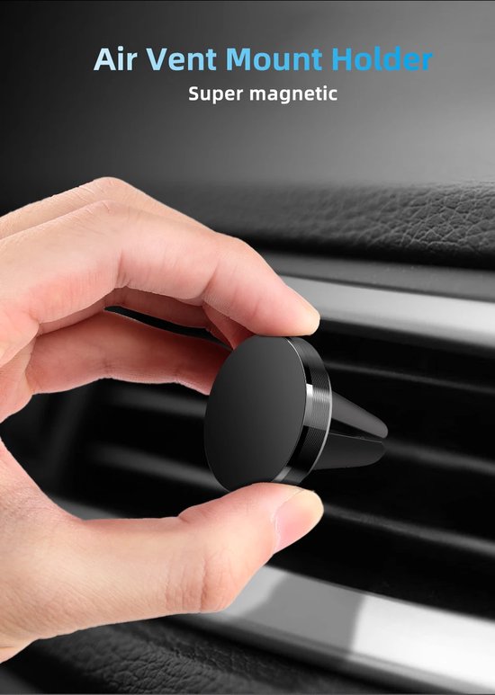 Telefoonhouder auto – Magnetisch voor ventilatierooster – Compact – Universeel – Zwart-Telefoonhouders-Ilumina Benelux