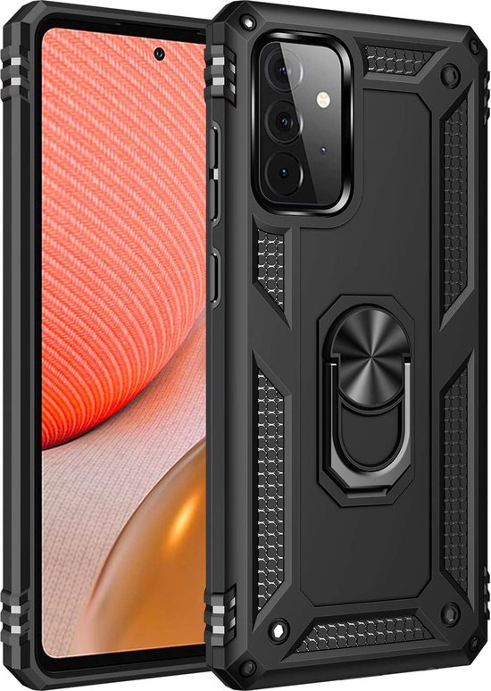 Samsung Galaxy A73 5G Hoesjes – Ring Armor Backcover – 360° Draaibare Standaard – Magneet – Zwart-Ilumina Benelux