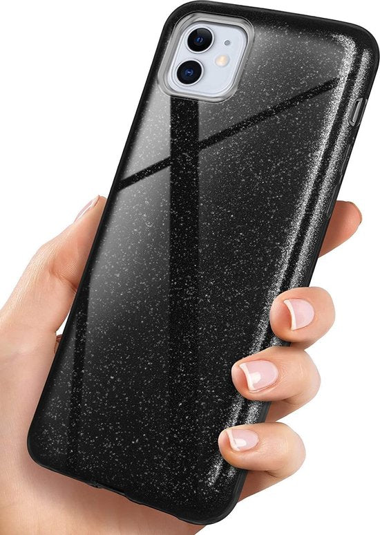 iPhone 11 Pro Hoesjes – Siliconen TPU Backcover – Glitter BlingBling – Zwart-Ilumina Benelux