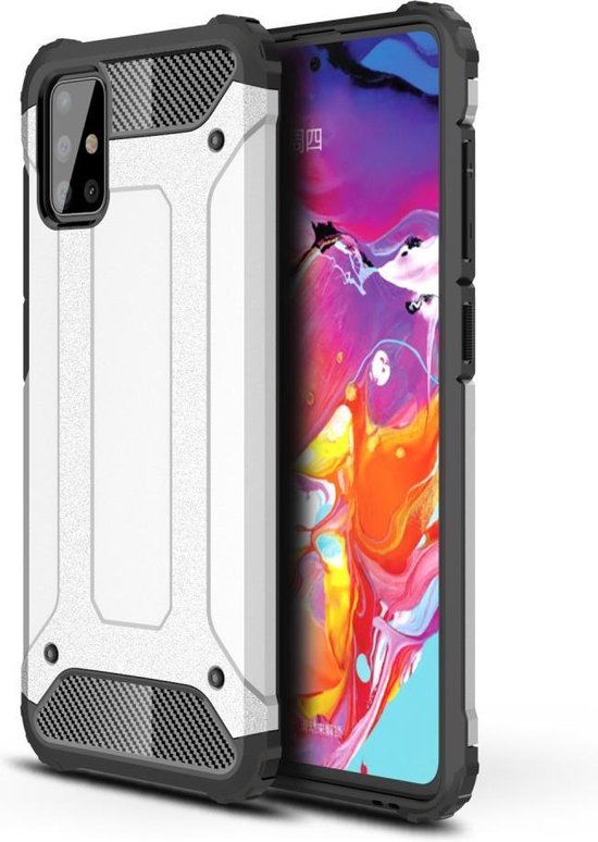 Samsung Galaxy A71 Hoesjes – Armor Hybrid Backcover – Schokbestendig – Grijs-Ilumina Benelux