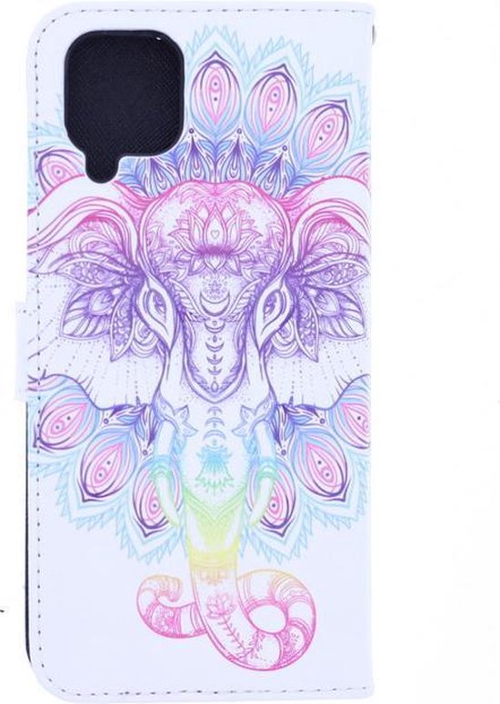 Samsung Galaxy A42 Hoesjes – Bookcase Portemonneehoes – 3D Olifant Print – Magneetsluiting – Zwart-Ilumina Benelux
