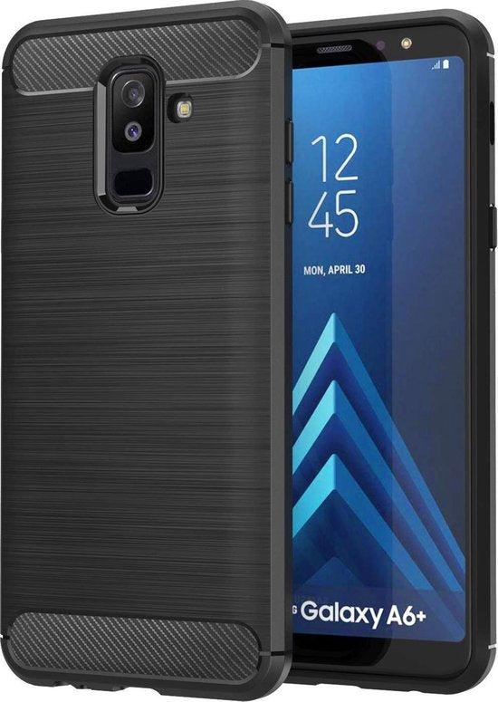 Samsung Galaxy A6 Plus 2018 Hoesjes – Brushed Backcover – Krasbestendig – Zwart-Ilumina Benelux